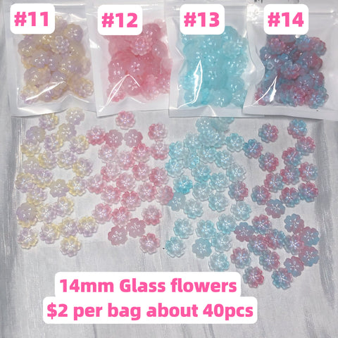 #14MM Glass Flowers Charms For DIY Jewelry Accessories