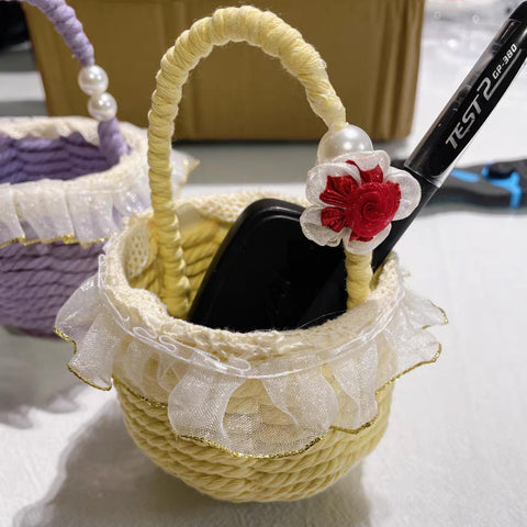#Handmade Flower Basket Material Bag DIY Table Ornaments Storage