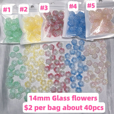 #14MM Glass Flowers Charms For DIY Jewelry Accessories