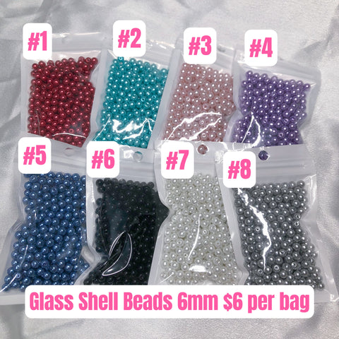 #Glass Shell Beads 6mm Charms For DIY Jewelry Accessories