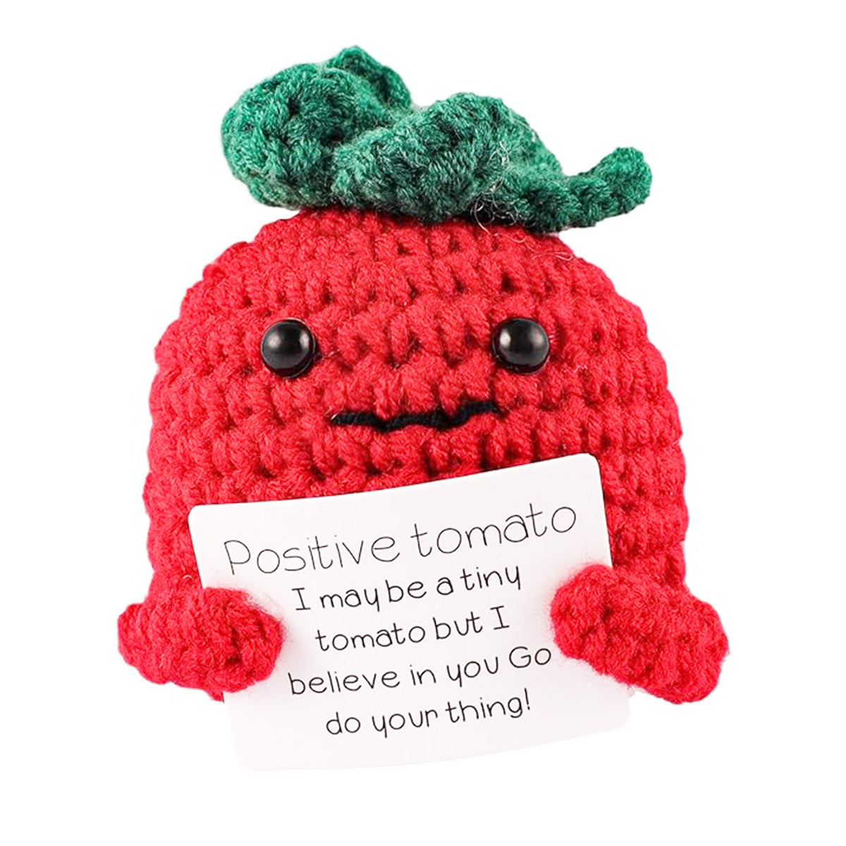 Handmade Emotional Support Tomato Var Cucumber Gift, Funny Birthday Gifts Knitted Cucumber with Positive Card Funny Decor Positive Potato Crochet for Encouragement Gifts for Friends Crochet Pickle Xmas Oranment for Office Table