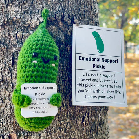 Handmade Emotional Support Pickled Cucumber Gift, Cute Crochet Christmas Pickle Knitting Doll Ornaments, Funny Reduce Pressure Pickle Toy