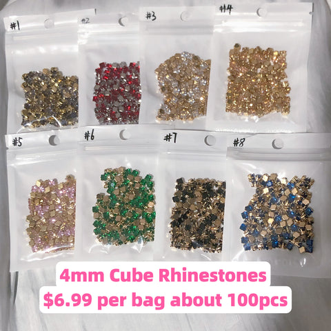 #4mm Cube Rhinstones Charms For DIY Jewelry Accessories