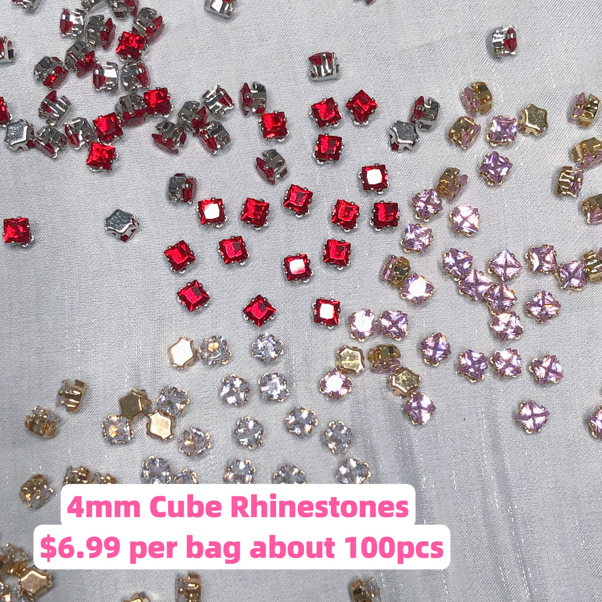 #4mm Cube Rhinstones Charms For DIY Jewelry Accessories